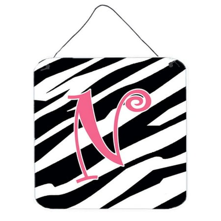 - Letter N Initial Zebra Stripe And Pink Aluminium Metal Wall Or Door Hanging Prints