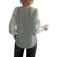 thumbnail image 3 of Women'S Casual Summer Blouses, Long Sleeve Business Blouses, Button Down V-Neck Chiffon Pom Pom Blouses Green L, 3 of 7