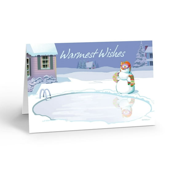 Funny Snowman Pool Holiday Card - 12 Cards with Envelopes - Christmas - 18145