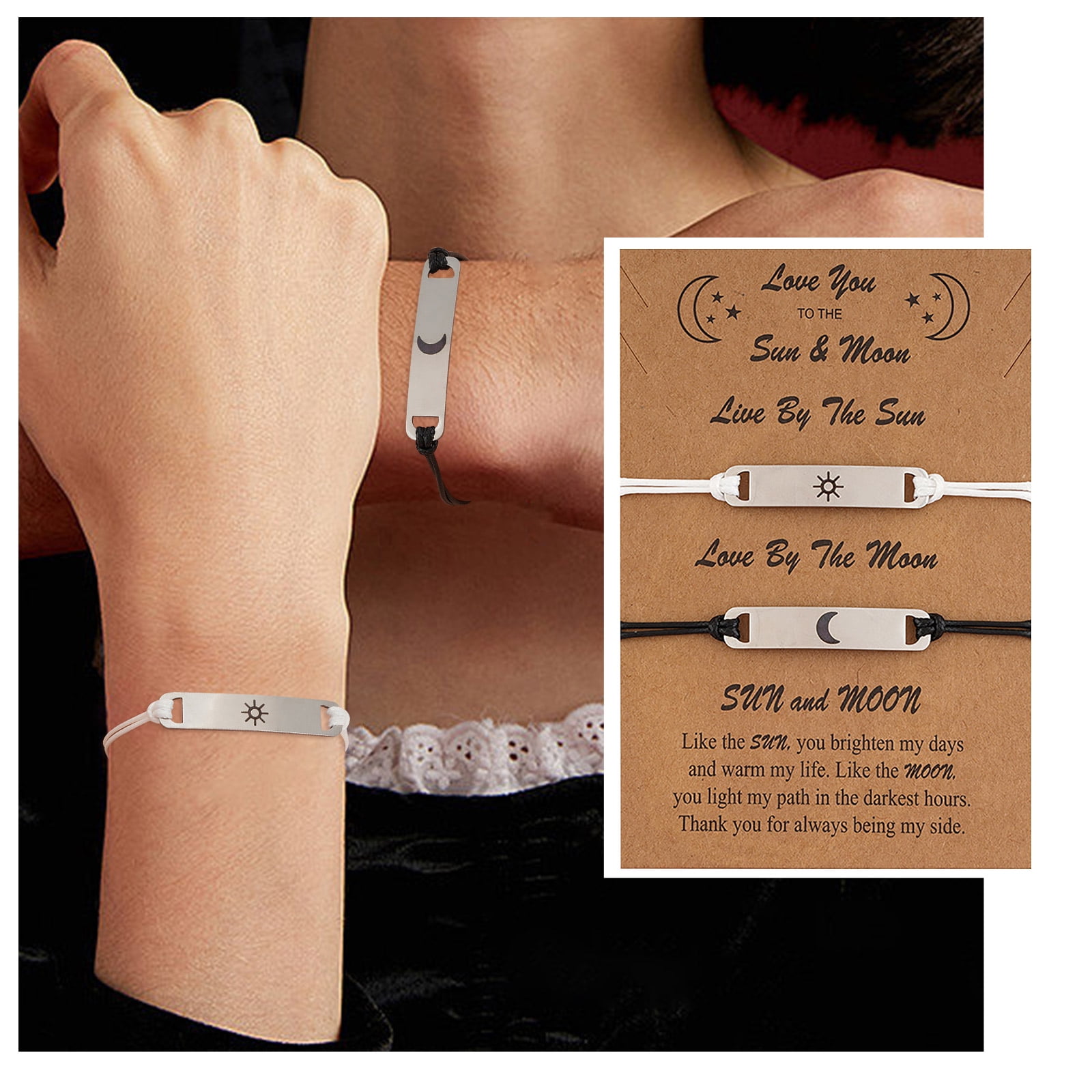 Wholesale 3Pcs 3 Style Moon & Sun & Star Alloy Enamel Charm Stretch  Bracelets Set with Glass for Women - Pandahall.com