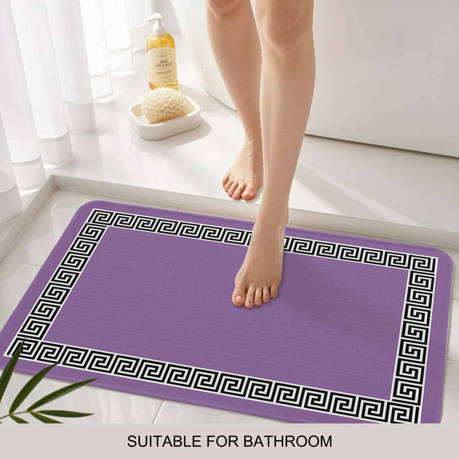 Purple Doormat Outdoor Entrance 24"x36", Black Modern Geometric Abstract Art Aesthetics Absorb Moisture Dirt Door Mats, Non-Slip Rubber Backing Floor Mats Indoor, Low-Profile Front Door Rugs