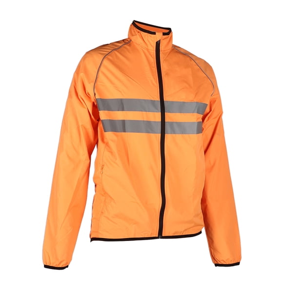 Yajisi Mens Reflective Cycling Jacket High Visibility Windproof Breathable Water Resistant Running Biking Coat Long Sleeve Outdoor Sportswear Orange Size L