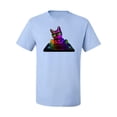 thumbnail image 2 of Neon Retro Rainbow DJ MC Hip Hop Cat | Mens Cat Lover Graphic T-Shirt, Light Blue, Large, 2 of 4