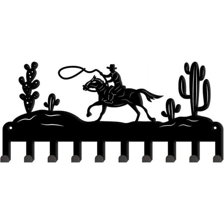 

1Set Cowboy Wall Hooks Cactus Key Holder Desert Decorative Rack Hangers Iron Wall Mounted Decorative with 10 Hooks for Hats