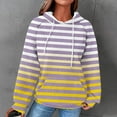 thumbnail image 2 of XPMWRP Women's Waffle Knit Cute Striped Print Hoodies Sweatshirts Casual Drawstring Raglan Long Sleeve Pullover Tops with Pocket Yellow S, 2 of 5