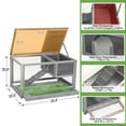 thumbnail image 3 of YYAo Large Rabbit Cage Indoor Outdoor Compartment Rabbit Cage with Ladder, Pull-Out Roof and Removable Tray, Gray, 3 of 10