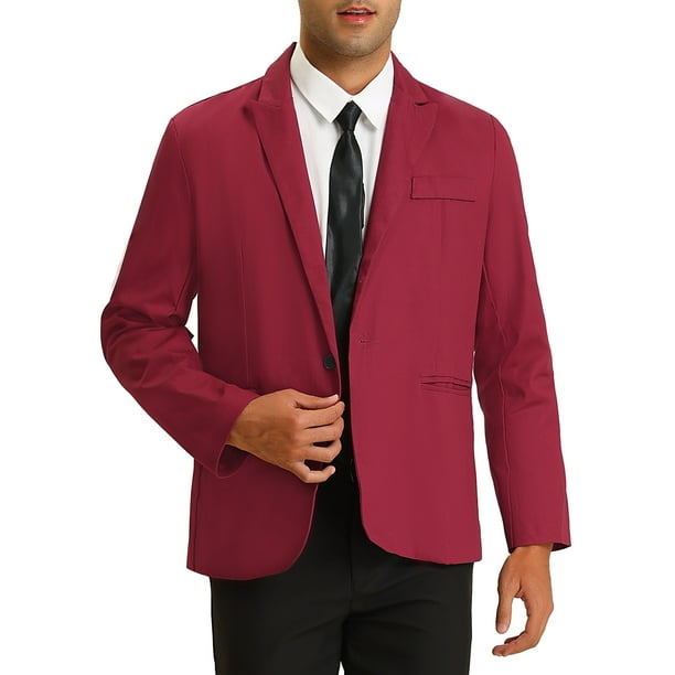 BLAZER CASUAL PARA HOMBRE INSPIRADOR, CON UN BOTÓN, LIGERO, AJUSTE SLIM, TALLA XL, BURDEOS