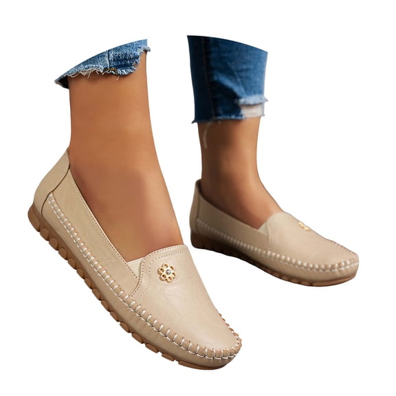 YLYL Women's Orthopedic Loafers PU Leather No Slip Lightweight Casual Slip on Business Work Shoes