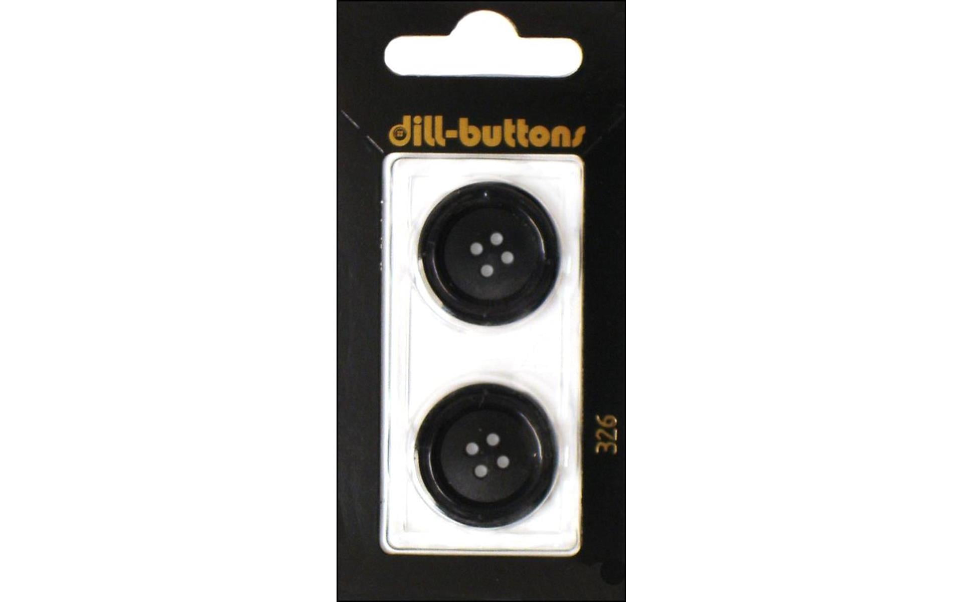 Dill Buttons 23mm 2pc 4 Hole Black