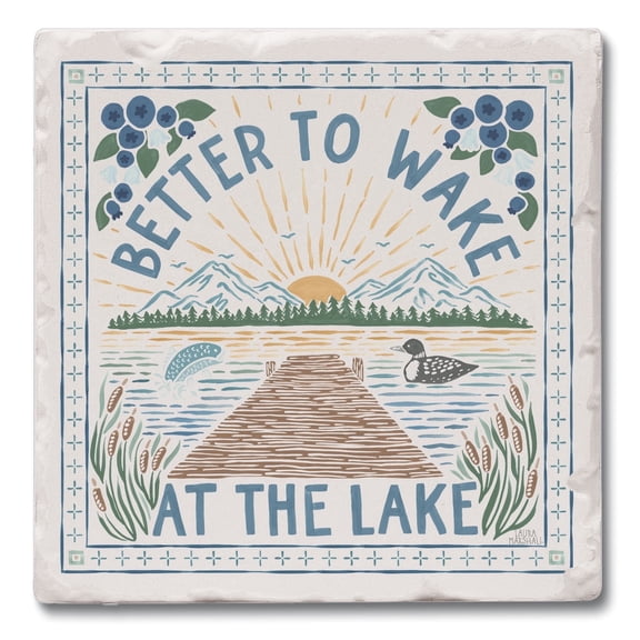 Thirstystone Wake at Lake Single Tumbled Tile Stone Coaster Create Your Own Set
