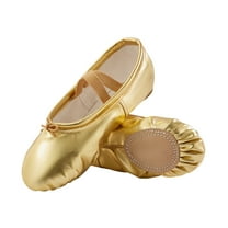 Missfiona Leather Ballet Shoes for Women Split Sole Flats Yoga Ballet Slippers for Dancing(10.5,Gold)