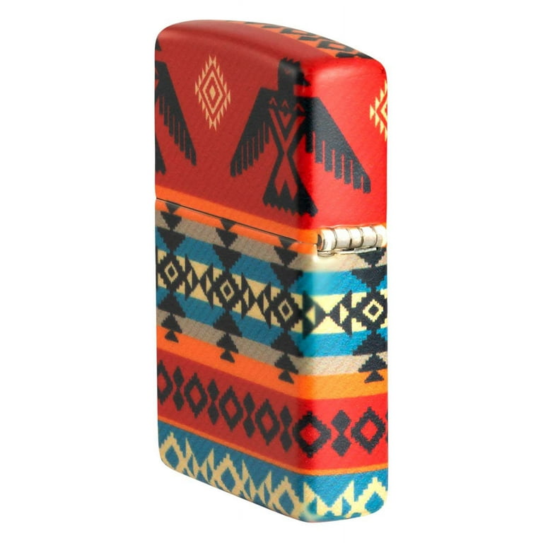 Zippo Lighter: Indian Thunderbird Pattern - 540 White Matte