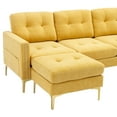 thumbnail image 3 of 110" L-Shape Convertible Sectional Sofa Couch with Movable Ottoman for Living Room, Apartment, Office (Yellow), 3 of 12