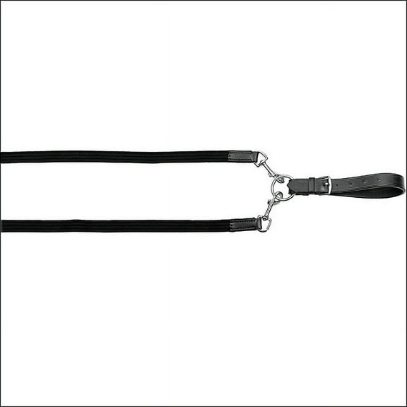 PONY HORZE WEBBED HORSE TRAINING LEATHER GIRTH REINS PAIR WITH SNAP BLACK