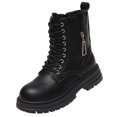 thumbnail image 2 of Botines de mujer Botines de tobillo Cuero de PU Cremallera lateral Resistente al agua negro Yuyangstore Botines, 2 of 8