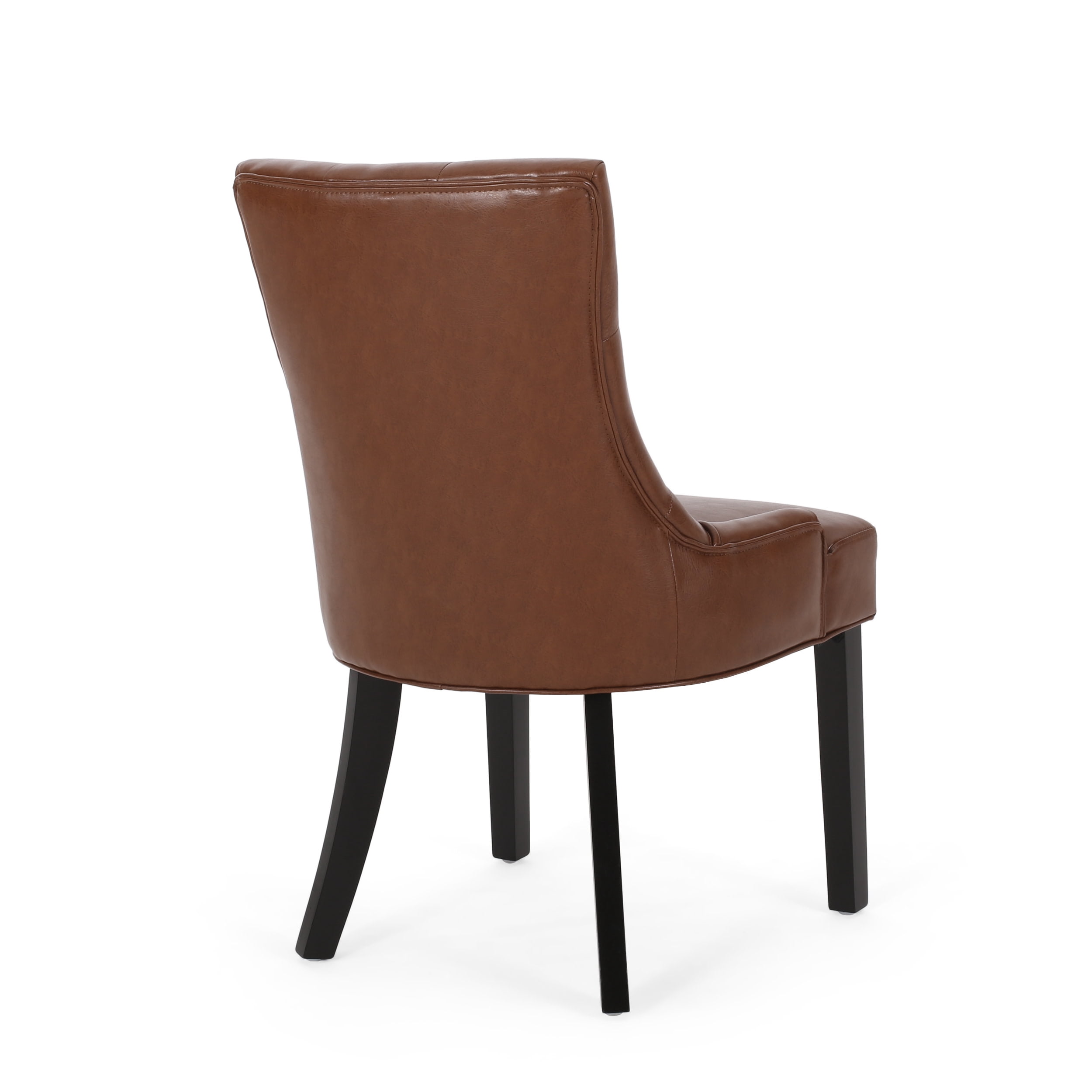 Noble House Will Faux Leather Dining Chairs, Set of 2, Cognac Brown, Dark Brown