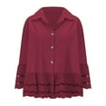 thumbnail image 6 of Women's Trendy Button Down Shirts Hollow 3/4 Flared Sleeve Blouse Solid Casual Collared Blouses Elegant Business Work Tops, 6 of 8