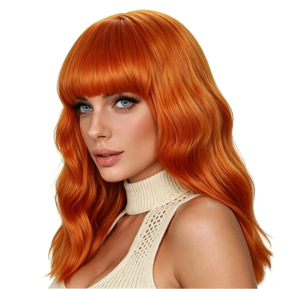 LOHXINHAIR Bob Wig Loose Wavy Shoulder Length Orange Hair for Women