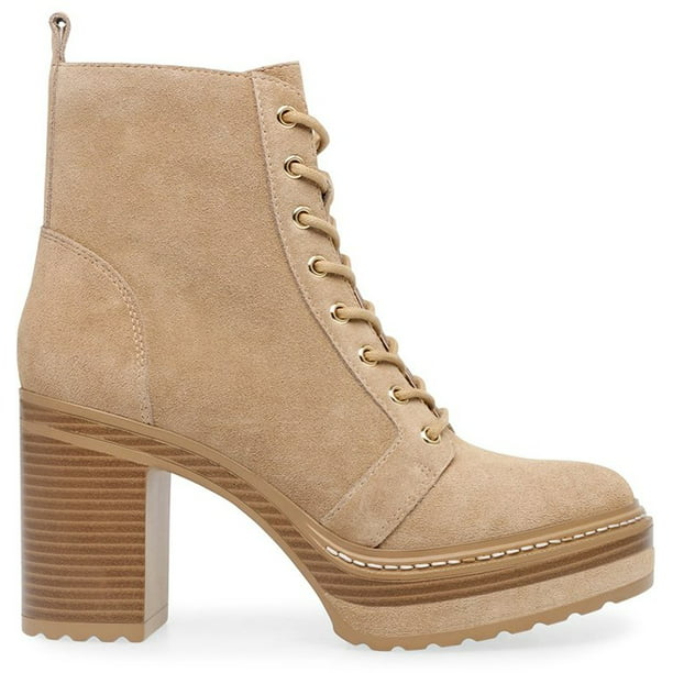 Steve Madden Sheridan Sand Suede Lace Up Taupe Platform Stacked