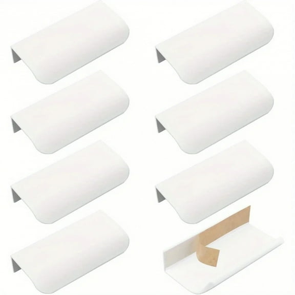 8-Pack Self-Adhesive Finger Pulls, Metal Concealed Drawer Handles, Modern Style Cabinet Hardware for Wardrobe and Drawers, 8cm -