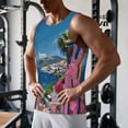 thumbnail image 5 of Pofeuu Colorful Mediterranean Village Print Men's Workout Tank Tops Sleeveless Muscle Gym Shirt Quick Dry-Large, 5 of 7