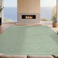 thumbnail image 2 of Design&I 2'x3' Washable Accent Rug Pet Friendly & Non-Slip Built-In Grip Sage Cream Crosshatch Trellis Symmetrical Lattice Framework Bathroom for Kitchen, Station, 2 of 7