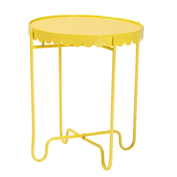 Baxton Studio Laverne Yellow Metal Side Table with Tray Top Accent Table