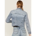 thumbnail image 4 of Cleo + Wolf Women's Wilshire Cropped Oversized Denim Jacket Light Wash X-Large, 4 of 5