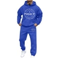 thumbnail image 2 of Sweatsuits for Men Set 2 Piece Casual Letter Print Relaxed Fit Hoodie Sweatshirt and Joggers Sweatpants Sets Fall Winter Long Sleeve Sport Suit with Pocket, 2 of 4