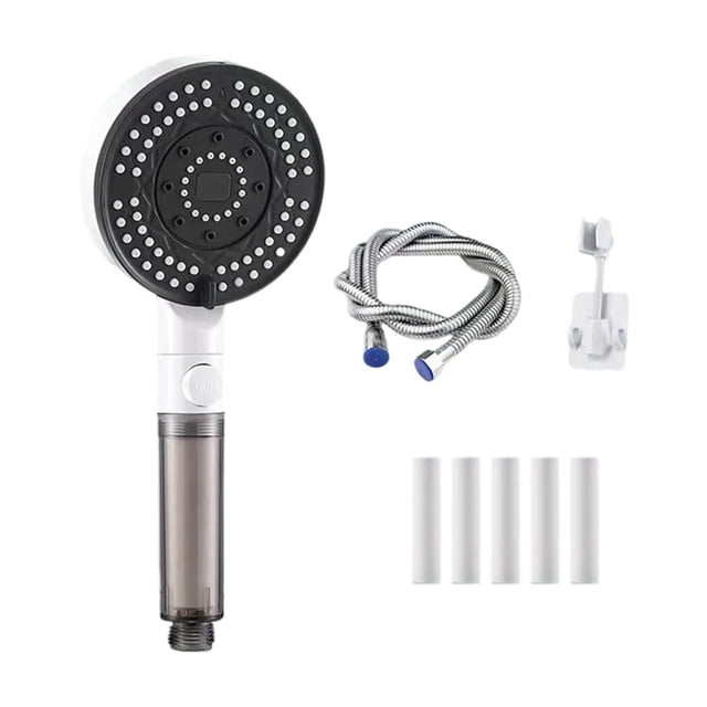 6 Mode High Pressure Filtered Shower Head With Handheld Built In Power Wash For Cleaning Tub Tile And Bathroom