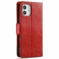 thumbnail image 3 of For iPhone 12 Leather Phone Case Wallet Folio Flip Cover Casual Business, [RFID Blocking] Multi Hidden Anti-theft Card Holder Cash Slot, Side Magnetic Buckle, Stand Support,Red,For iPhone 12, 3 of 10