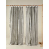 The Art Box Gauze Linen Curtains Green Striped Textured Curtains Panel Light Blocking Curtains for Living Room, Dining Room, Bedroom, 52 x 84 inch, 2 Panels