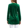 thumbnail image 3 of INSPIRE CHIC Women's Velvet Top V Neck Long Sleeve Casual Loose Fit Blouse T-Shirt M Dark Green, 3 of 6