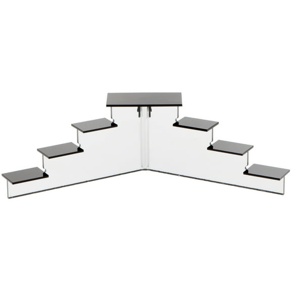 Plymor Black Acrylic (Mirrored) 7-Item Mini Display Stairs, 4.125" H x 14.75" W x 6" D (2 Pack)