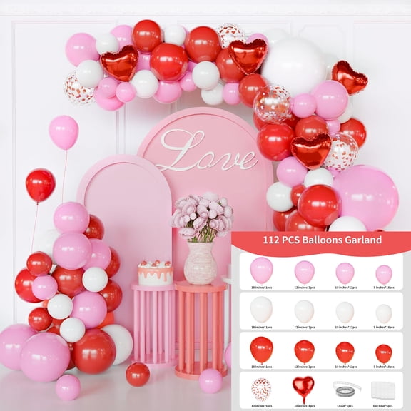 Valentines Heart Balloon Set, Red Balloons for Anniversary Wedding Engagement Party Decorations