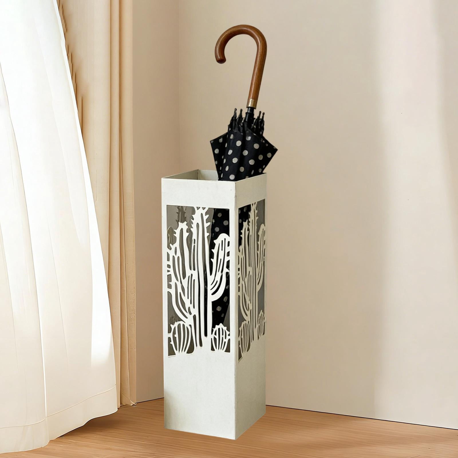 Fiocias Iron Umbrella Stand Modern Rectangular Holder Entryway Organizer Durable Storage
