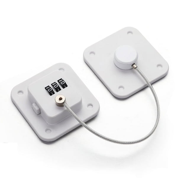 1 paquete de cerraduras, cerraduras de refrigerador, combinación adhesiva, cerradura de seguridad para puerta de congelador para niños (blanco)
