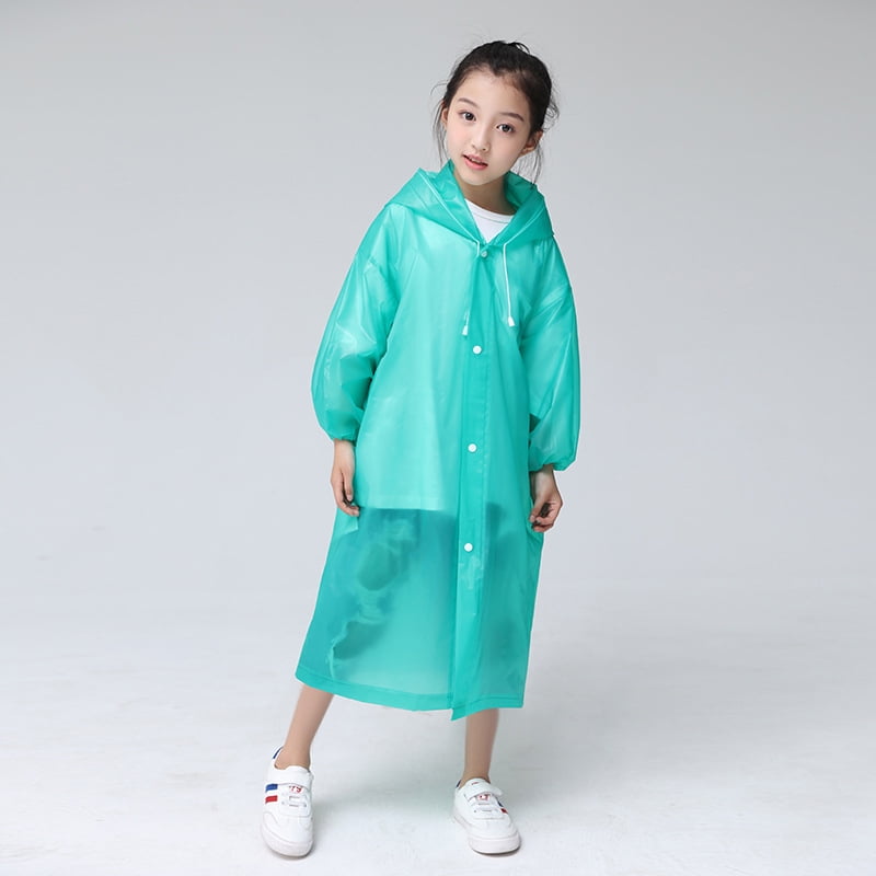 Jchen Kids Raincoat Outdoor Travel Rain Jacket Kids Rain Ponchos Reusable Raincoats Portable Rain Wear Unisex Cape Rainwear 