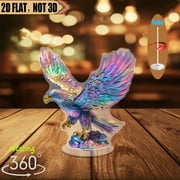 1pc 2d flat Rotating acrylic display featuring a vibrant iridescent eagle with a golden beak, perfect for festive celebrations or as an impressive centerpiece