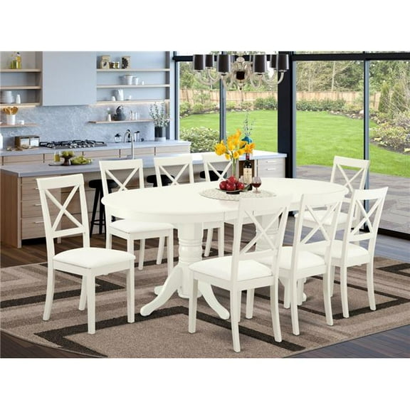 9 Piece Vancouver Dining-room Set - Linen White & Gray