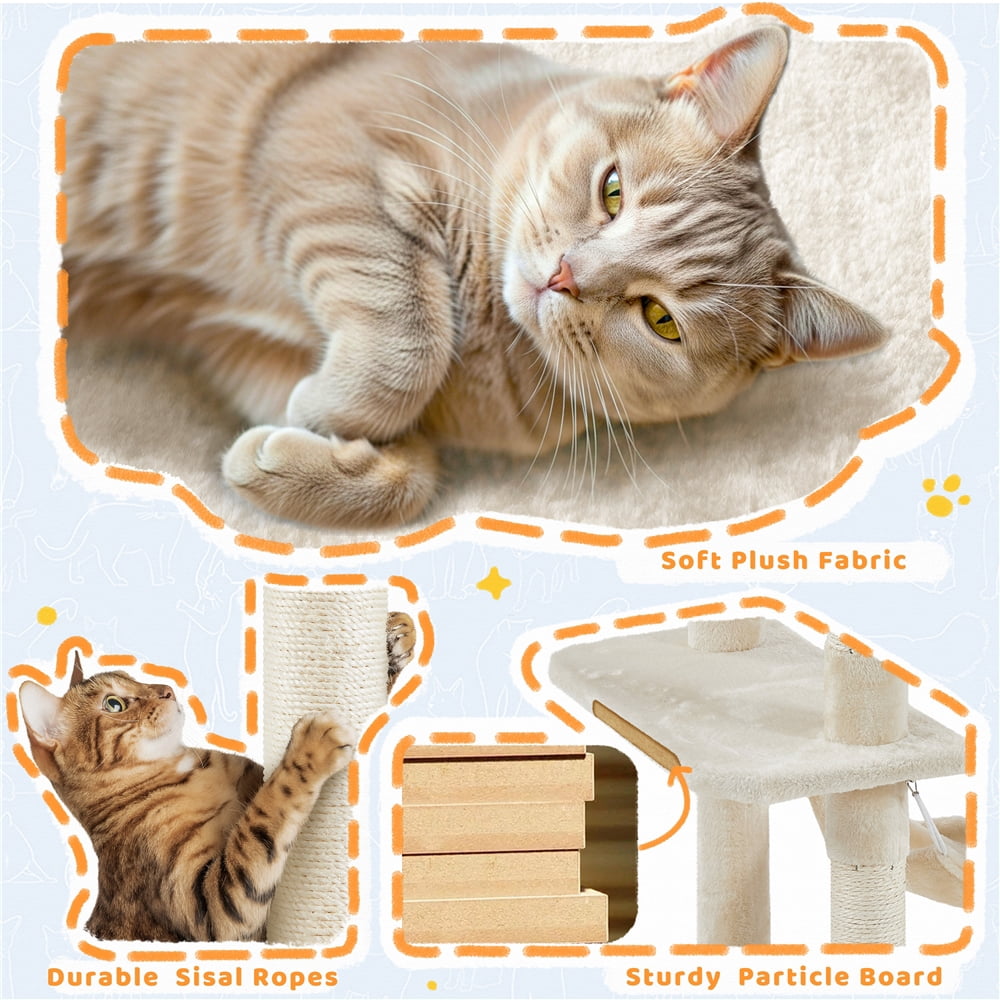 Yaheetech 82.5'' H Multi Level Cat Tree with Condos,Beige