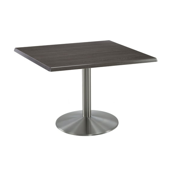 Holland 30" Stainless Round Base Square Table in 36" Charcoal Top