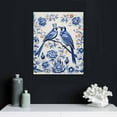thumbnail image 4 of COMIO Navy Blue Poster Wall Decor for Bedroom Vintage Floral Pattern Canvas Print Bathroom Abstract Retro Flowers Picture Modern Blue Wall Art Framed Home Paintings Art Wall Decoration, 4 of 4