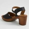 thumbnail image 4 of FSJ Women Platform Chunky Heel Sandals Wooden Block Heel Comfortable Open Toe Ankle Strap Wide Band Mid Heel Party Date Night Dance Shoes Size 8 Black, 4 of 4