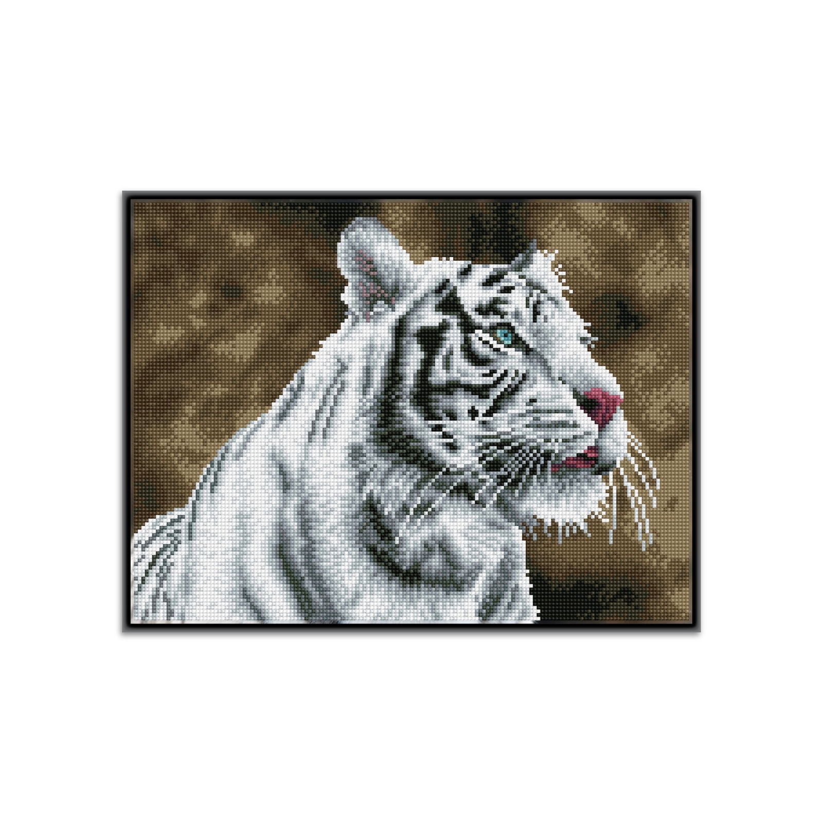 Diamond Dotz Tigre Blanc - Pre-Framed Kit Animal Diamond Painting Kits for Adults - Diamond Art Kits a Relaxing Creative Craft Kit with Dotz Gems 12.2"x16.1"