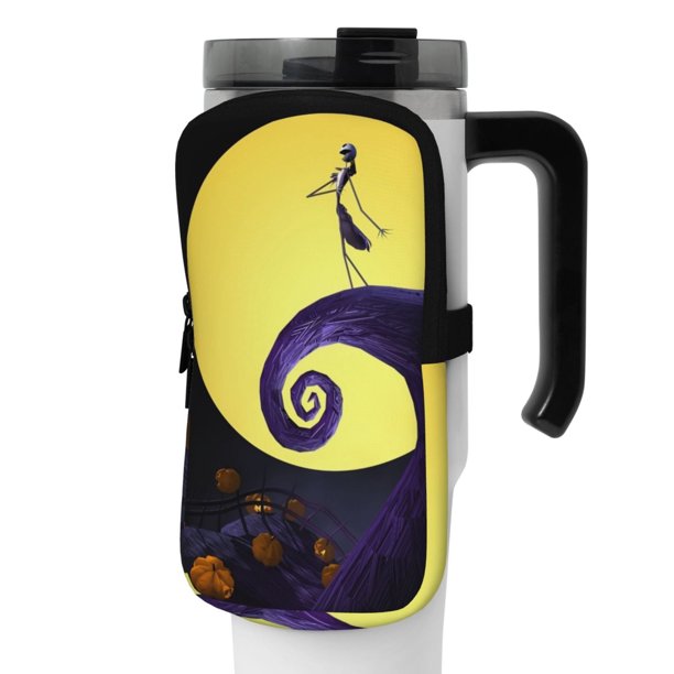 Bolsa para botella de agua deportiva y brazalete de Pesadilla antes de Navidad para accesorios de taza, yoga, gimnasio, bolsa para botella de agua deportiva para hombres y mujeres, color negro