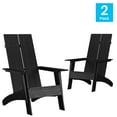 thumbnail image 3 of Emma + Oliver Set of 2 Black Modern Dual Slat Back Indoor/Outdoor Adirondack Style Chairs, 3 of 11