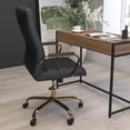 thumbnail image 4 of Merrick Lane Contemporary High-Back Black Faux Leather Home Office Chair with Padded Gold Arms, 4 of 16