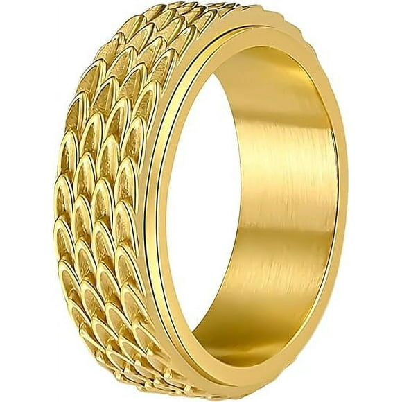Dragon Scale Anxiety Ring for Men Cool Stainless Steel Snake Dragon Scales Spinner Rings Fidget Ring Mens Ring Gift