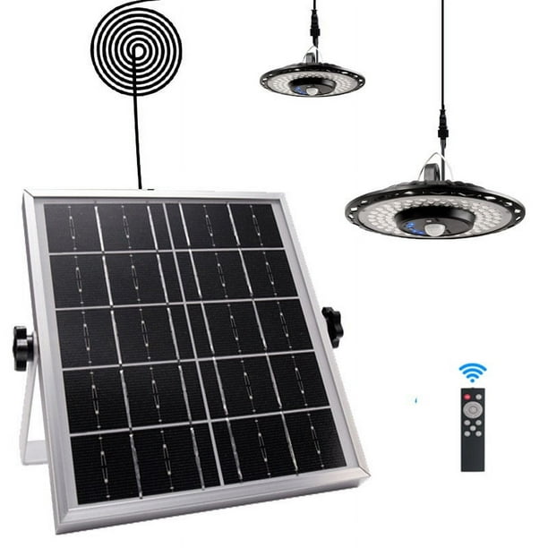 Lámpara colgante alimentada por energía solar con una o dos luces de garaje de cuatro hojas, divididas en luces de calle de doble cabezal para jardín y patio